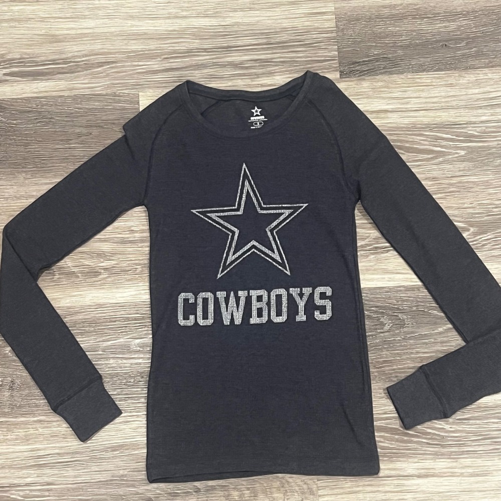 Dallas Cowboys Women's Long Sleeve Thermal Shirt Navy Silver Star Logo NFL SMALL